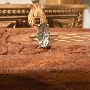NEW Sterling silver ring with grey blue Aquamarine stone 6.5